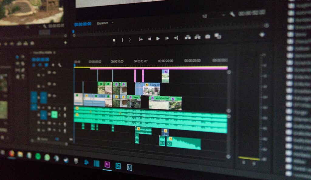 bild eines Videoschnitt Programms das den schnitt von videos visualisieren soll